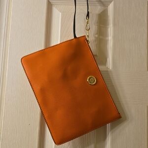 Elegant Orange Leather Crossbody Bag
